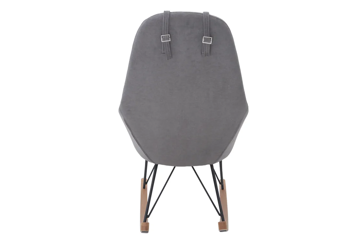 Miliboo Rocking Chair|Voir Tous Les Fauteuils-Rocking chair scandinave en tissu effet velours gris, métal noir et bois clair JHENE