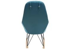 Miliboo Rocking Chair|Voir Tous Les Fauteuils-Rocking chair scandinave en tissu bleu canard, métal noir et bois clair JHENE