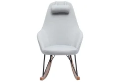 Miliboo Rocking Chair|Voir Tous Les Fauteuils-Rocking chair scandinave en tissu gris, métal noir et bois clair JHENE