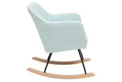 Miliboo Rocking Chair|Voir Tous Les Fauteuils-Rocking chair scandinave en tissu menthe à l'eau, métal noir et bois clair ALEYNA
