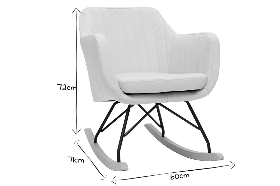 Miliboo Rocking Chair|Voir Tous Les Fauteuils-Rocking chair scandinave en tissu menthe à l'eau, métal noir et bois clair ALEYNA