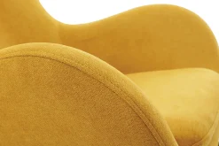 Miliboo Rocking Chair|Voir Tous Les Fauteuils-Rocking chair scandinave en tissu effet velours jaune moutarde, métal noir et bois clair ESKUA