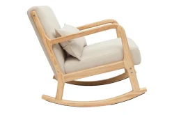 Miliboo Rocking Chair|Voir Tous Les Fauteuils-Rocking chair scandinave en tissu effet velours beige et bois clair massif DERRY