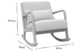 Miliboo Rocking Chair|Voir Tous Les Fauteuils-Rocking chair scandinave en tissu effet velours beige et bois clair massif DERRY