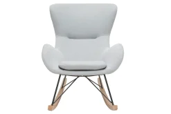 Miliboo Rocking Chair|Voir Tous Les Fauteuils-Rocking chair scandinave en tissu gris clair, métal noir et bois clair ESKUA