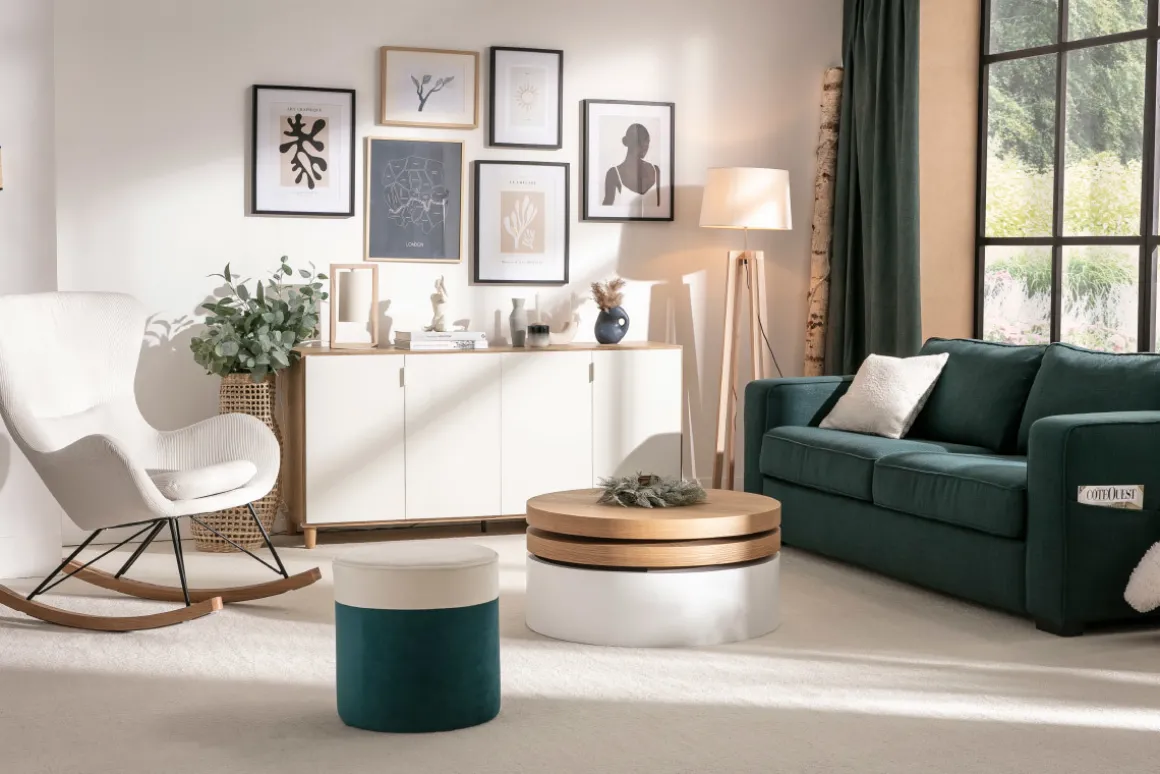 Miliboo Rocking Chair|Voir Tous Les Fauteuils-Rocking chair scandinave en tissu gris clair, métal noir et bois clair ESKUA