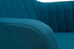 Miliboo Rocking Chair|Voir Tous Les Fauteuils-Rocking chair scandinave en tissu bleu canard, métal noir et bois clair ALEYNA