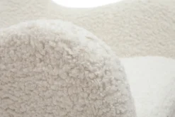 Miliboo Rocking Chair|Voir Tous Les Fauteuils-Rocking chair scandinave en tissu effet peau de mouton blanc, métal noir et bois clair MANIA