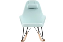Miliboo Rocking Chair|Voir Tous Les Fauteuils-Rocking chair scandinave en tissu menthe à l'eau, métal noir et bois clair JHENE
