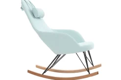 Miliboo Rocking Chair|Voir Tous Les Fauteuils-Rocking chair scandinave en tissu menthe à l'eau, métal noir et bois clair JHENE