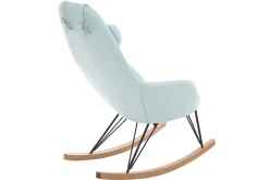 Miliboo Rocking Chair|Voir Tous Les Fauteuils-Rocking chair scandinave en tissu menthe à l'eau, métal noir et bois clair JHENE