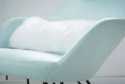 Miliboo Rocking Chair|Voir Tous Les Fauteuils-Rocking chair scandinave en tissu menthe à l'eau, métal noir et bois clair JHENE