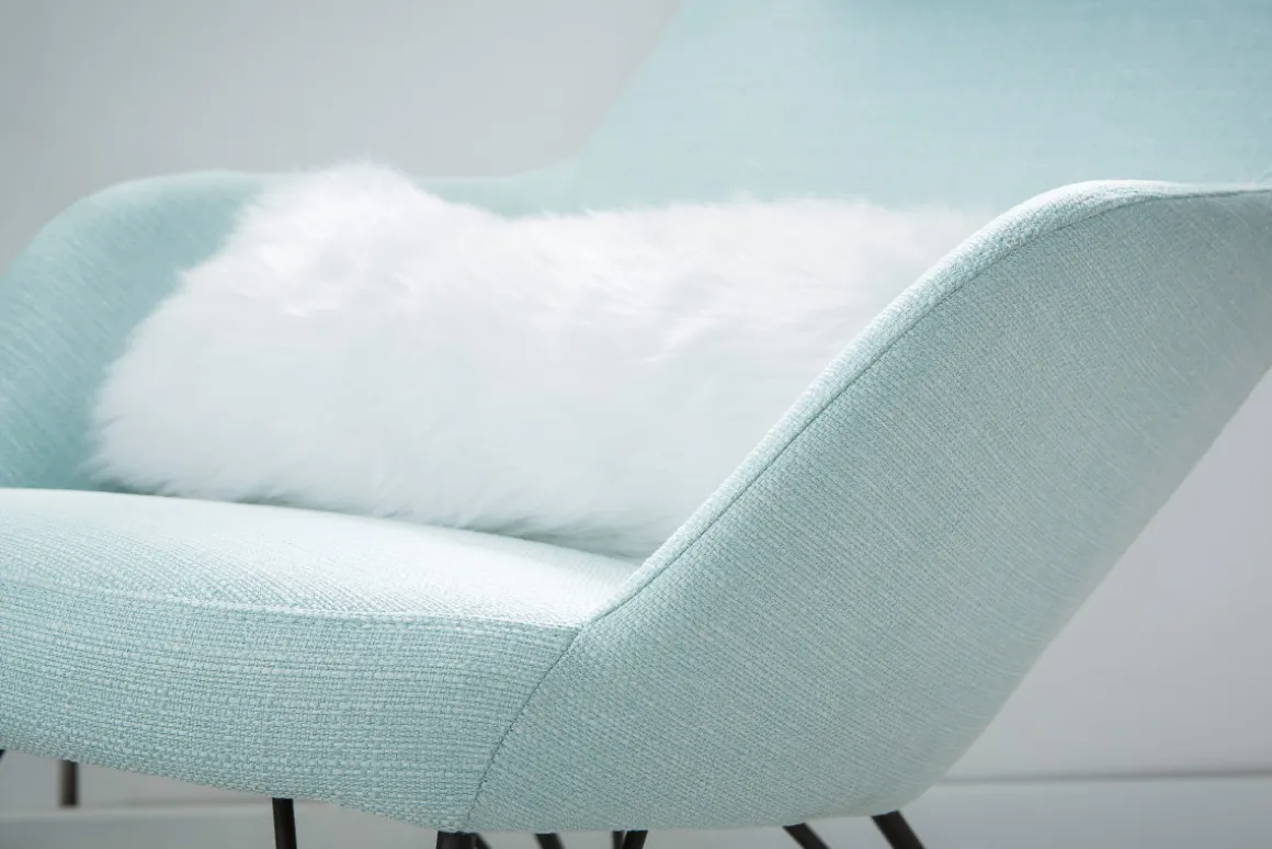 Miliboo Rocking Chair|Voir Tous Les Fauteuils-Rocking chair scandinave en tissu menthe à l'eau, métal noir et bois clair JHENE