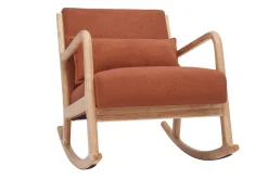 Miliboo Rocking Chair|Voir Tous Les Fauteuils-Rocking chair scandinave en tissu effet velours terre brûlée et bois clair massif DERRY