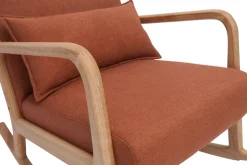 Miliboo Rocking Chair|Voir Tous Les Fauteuils-Rocking chair scandinave en tissu effet velours terre brûlée et bois clair massif DERRY