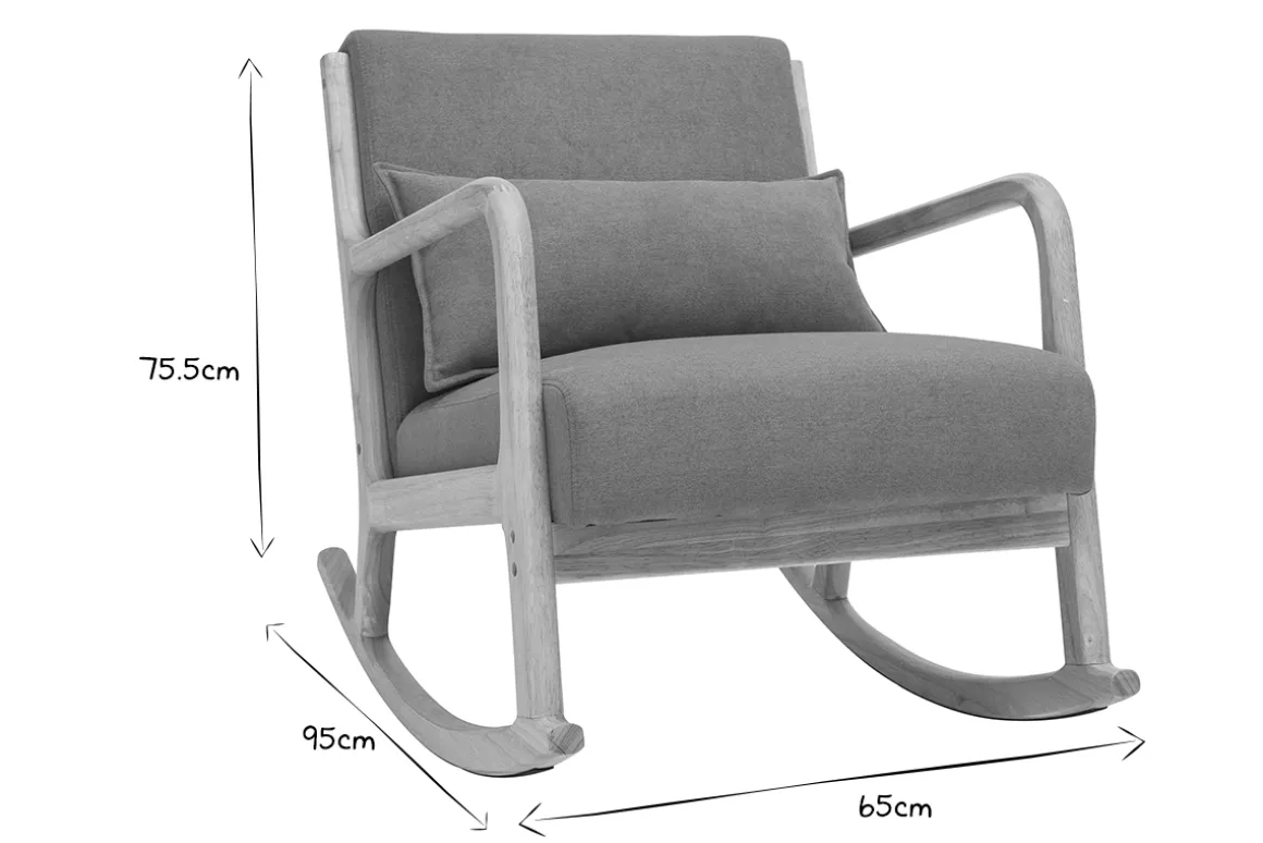 Miliboo Rocking Chair|Voir Tous Les Fauteuils-Rocking chair scandinave en tissu effet velours terre brûlée et bois clair massif DERRY