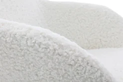 Miliboo Rocking Chair|Voir Tous Les Fauteuils-Rocking chair scandinave en tissu effet peau de mouton blanc, métal noir et bois clair JHENE