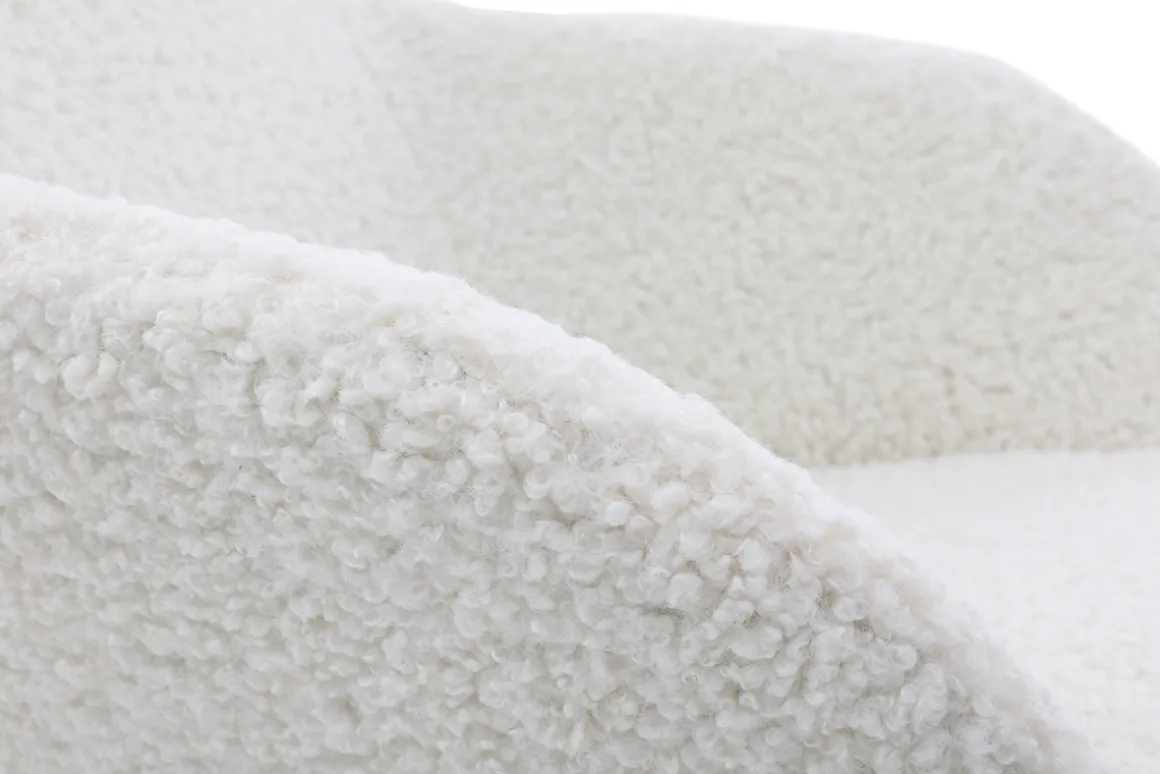 Miliboo Rocking Chair|Voir Tous Les Fauteuils-Rocking chair scandinave en tissu effet peau de mouton blanc, métal noir et bois clair JHENE