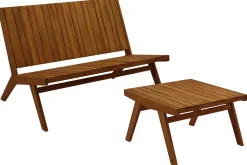 Miliboo Salon De Jardin-Salon de jardin banc 2 places et table basse en bois massif TIDAK