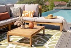 Miliboo Salon De Jardin-Salon de jardin d'angle 6-8 places en bois massif avec coussins déhoussables taupe SALSA