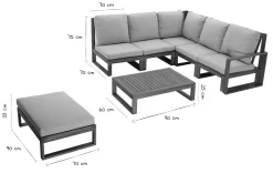 Miliboo Salon De Jardin-Salon de jardin d'angle 6-8 places en bois massif avec coussins déhoussables taupe SALSA