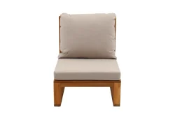 Miliboo Salon De Jardin-Salon de jardin d'angle 6-8 places en bois massif avec coussins déhoussables taupe SALSA