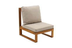 Miliboo Salon De Jardin-Salon de jardin d'angle 6-8 places en bois massif avec coussins déhoussables taupe SALSA