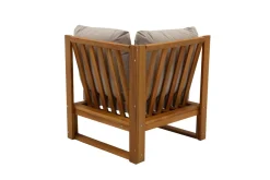 Miliboo Salon De Jardin-Salon de jardin d'angle 6-8 places en bois massif avec coussins déhoussables taupe SALSA