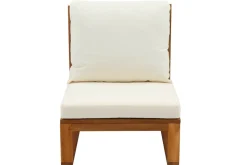 Miliboo Salon De Jardin-Salon de jardin d'angle 6-8 places en bois massif avec coussins déhoussables beige naturel SALSA