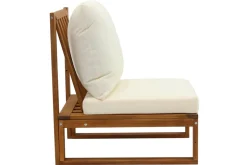 Miliboo Salon De Jardin-Salon de jardin d'angle 6-8 places en bois massif avec coussins déhoussables beige naturel SALSA