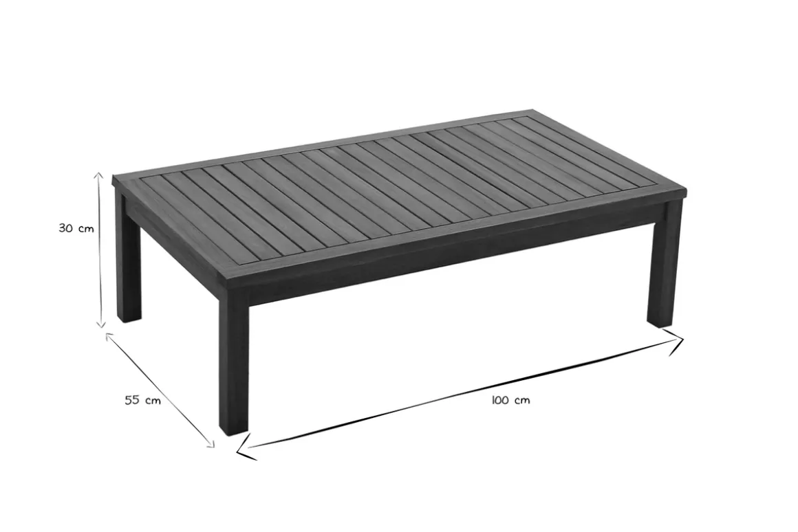 Miliboo Salon De Jardin-Salon de jardin d'angle 6 places en bois massif avec coussins déhoussables taupe BELIZE