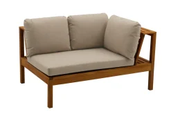 Miliboo Salon De Jardin-Salon de jardin d'angle 6 places en bois massif avec coussins déhoussables taupe BELIZE