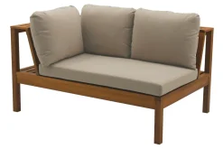 Miliboo Salon De Jardin-Salon de jardin d'angle 6 places en bois massif avec coussins déhoussables taupe BELIZE