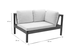 Miliboo Salon De Jardin-Salon de jardin d'angle 6 places en bois massif avec coussins déhoussables taupe BELIZE