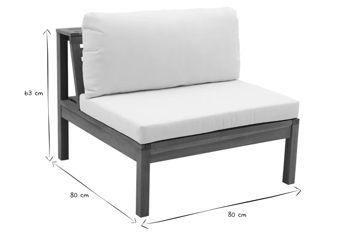 Miliboo Salon De Jardin-Salon de jardin d'angle 6 places en bois massif avec coussins déhoussables beige naturel BELIZE