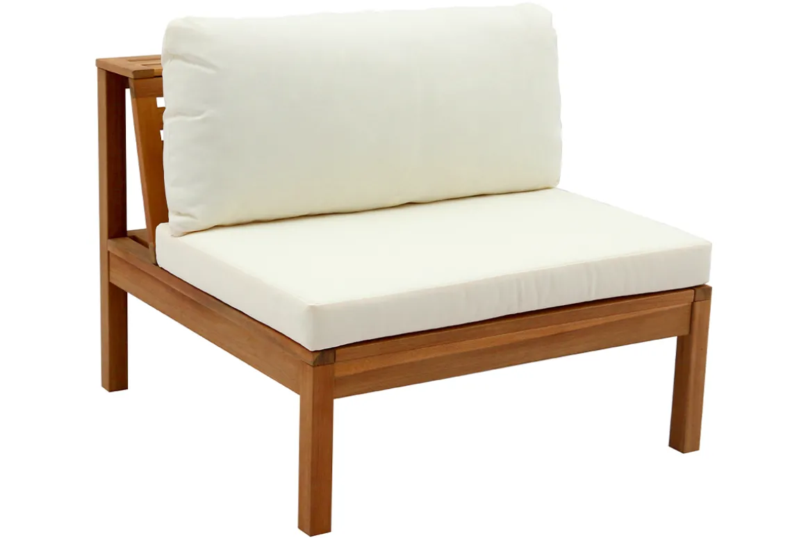 Miliboo Salon De Jardin-Salon de jardin d'angle 6 places en bois massif avec coussins déhoussables beige naturel BELIZE