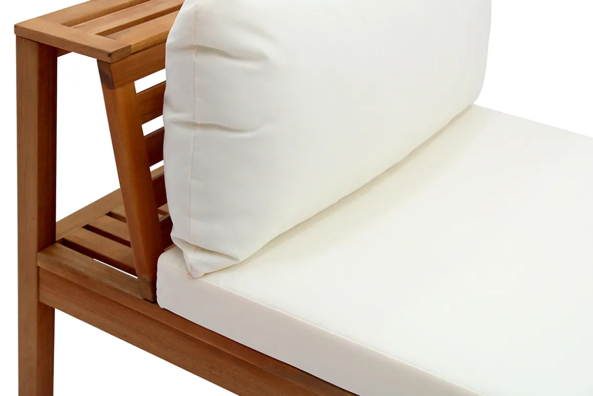 Miliboo Salon De Jardin-Salon de jardin d'angle 6 places en bois massif avec coussins déhoussables beige naturel BELIZE