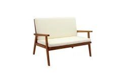 Miliboo Salon De Jardin-Salon de jardin en bois massif avec coussins déhoussables beige naturel TIAGA