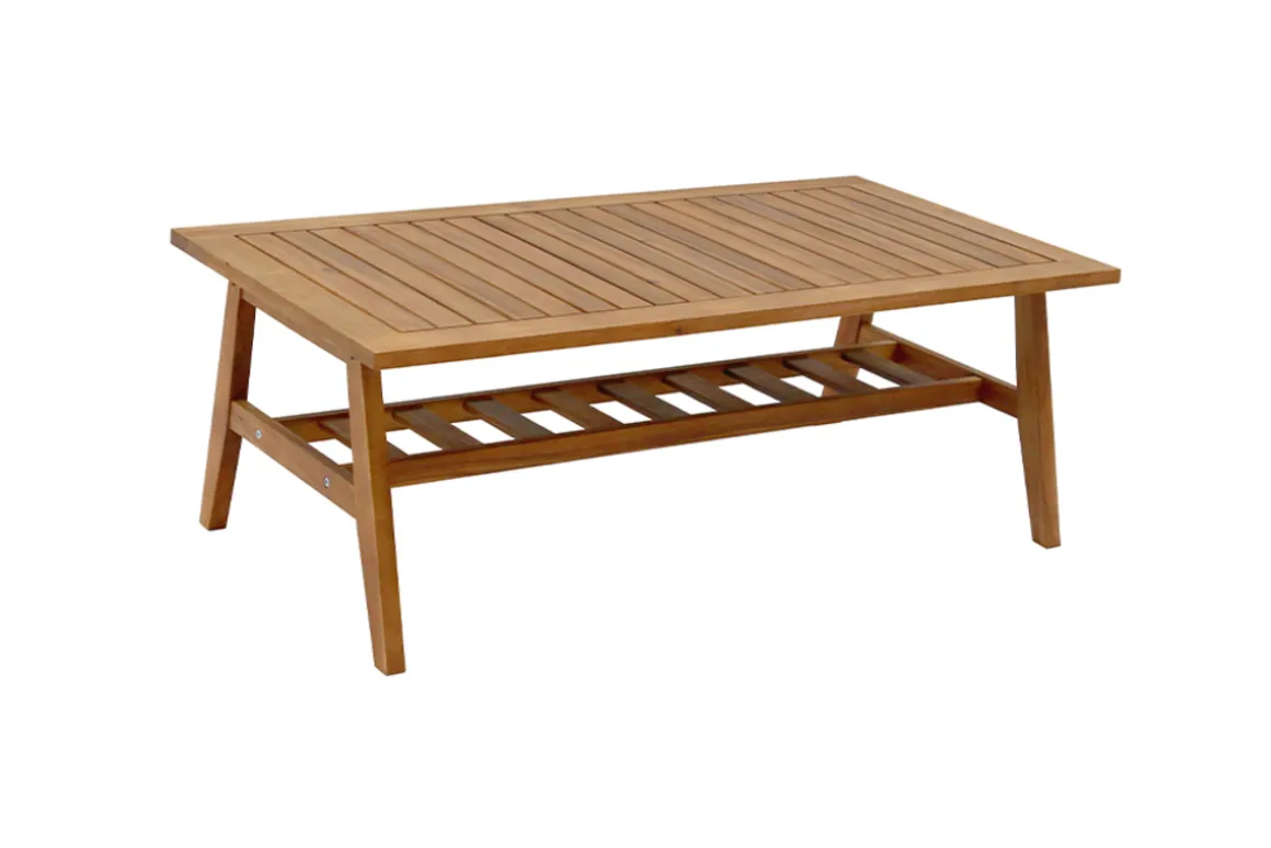 Miliboo Salon De Jardin-Salon de jardin en bois massif avec coussins déhoussables beige naturel TIAGA