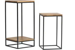 Miliboo Console|Table D'appoint-Sellettes gigognes en bois manguier massif et métal noir L34 cm (lot de 2) IGGY