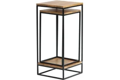 Miliboo Console|Table D'appoint-Sellettes gigognes en bois manguier massif et métal noir L34 cm (lot de 2) IGGY