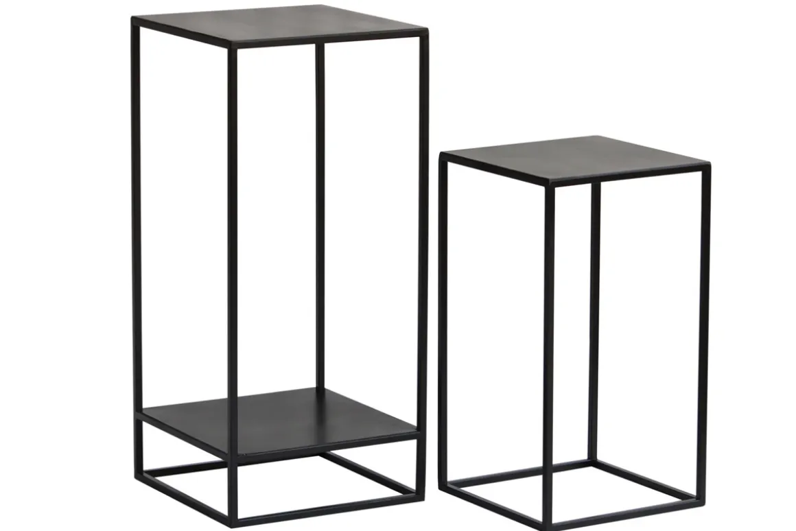 Miliboo Console|Table D'appoint-Sellettes gigognes en métal noir L34 cm (lot de 2) IGGY