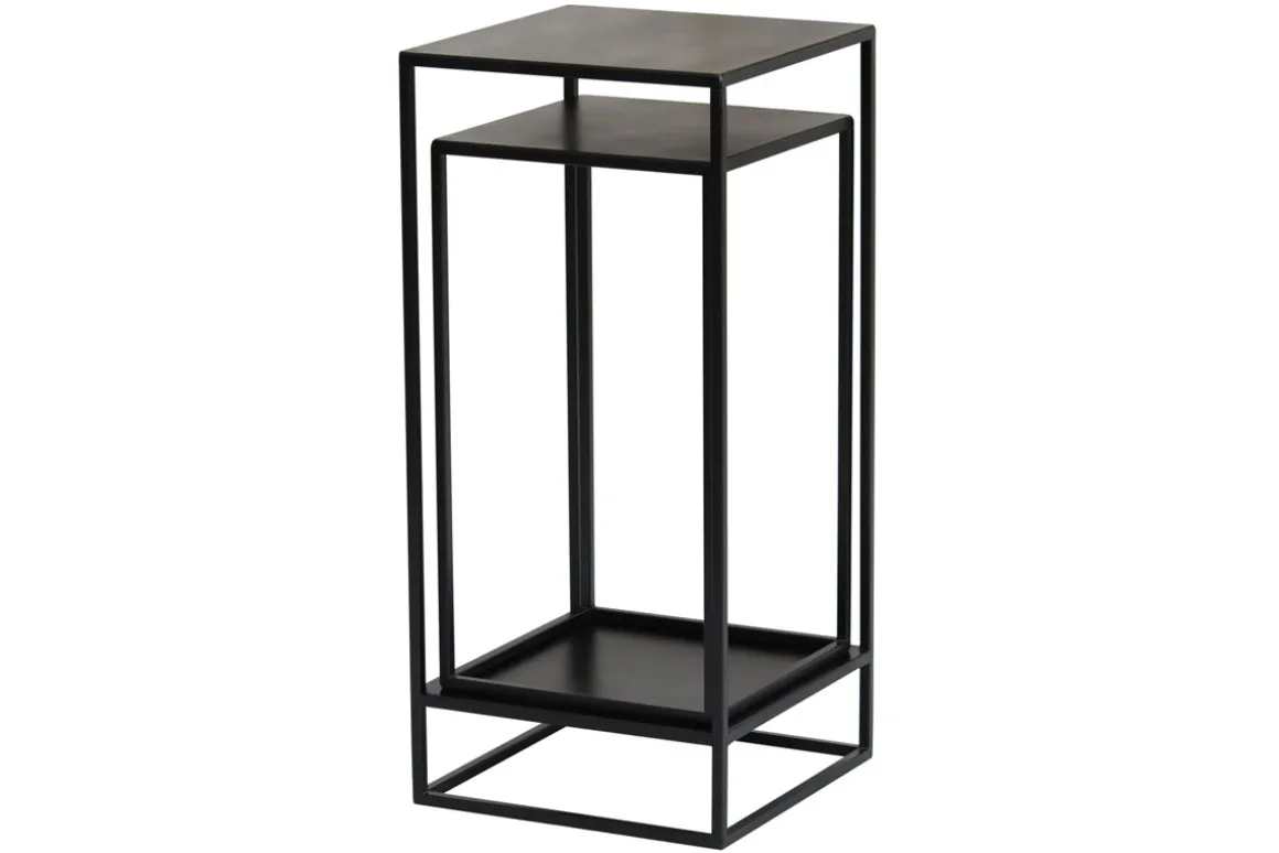 Miliboo Console|Table D'appoint-Sellettes gigognes en métal noir L34 cm (lot de 2) IGGY