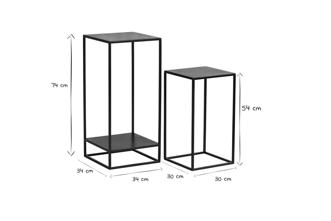 Miliboo Console|Table D'appoint-Sellettes gigognes en métal noir L34 cm (lot de 2) IGGY