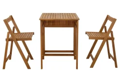 Miliboo Table De Jardin-Set de 2 chaises pliantes et 1 table de balcon rabattable avec rangement en bois massif PRADO