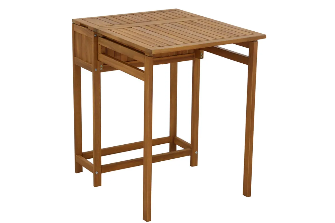 Miliboo Table De Jardin-Set de 2 chaises pliantes et 1 table de balcon rabattable avec rangement en bois massif PRADO