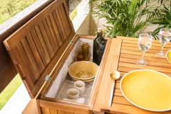 Miliboo Table De Jardin-Set de 2 chaises pliantes et 1 table de balcon rabattable avec rangement en bois massif PRADO