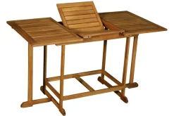 Miliboo Salon De Jardin|Chaise De Jardin-Set d'une table extensible avec rangements et de 4 chaises pliantes en bois massif CARMEN