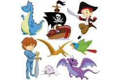 Miliboo Accessoire & Déco Enfant-Stickers prince et pirate 30x30cm