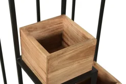 Miliboo Bibliothèque Et Étagère|Bibliothèque Et Étagère-Support de plantes en bois massif et métal noir L43 cm PIANO